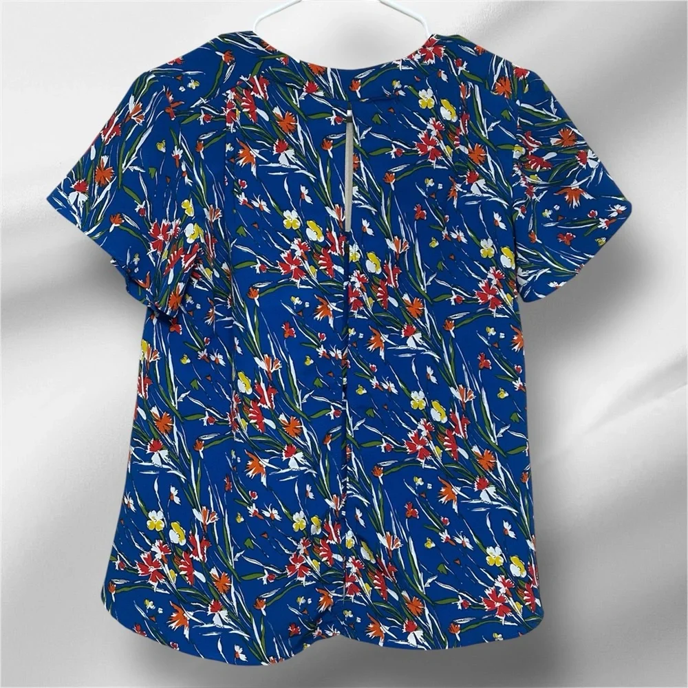 Zara Basic Blue Floral Blouse EUC Size XS - Picture 2 of 6